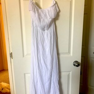 Strapless fun long linen/sheer multiple layers